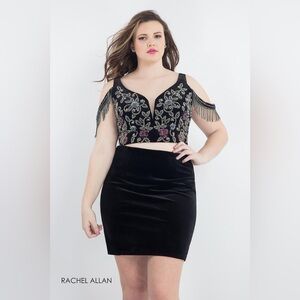 🌟5x Host Pick🌟Black Rachel Allan Velvet Two Piece Dress